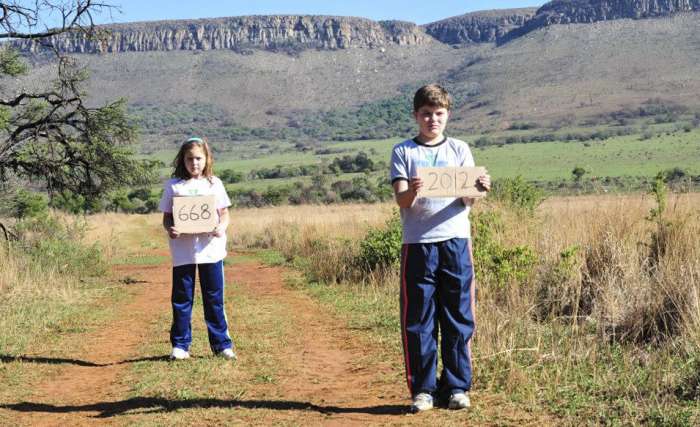 Olivia Ries and Carter Ries in the first scene of a documentary film. In 2012 668 rhinos were poached.